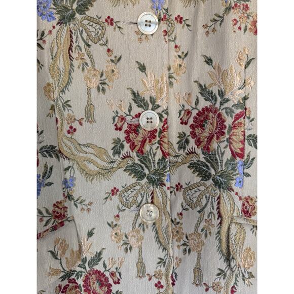 Vintage Clement Womens Floral Brocade Button Blazer Size XL Shimmer German Jacke - Picture 4 of 16